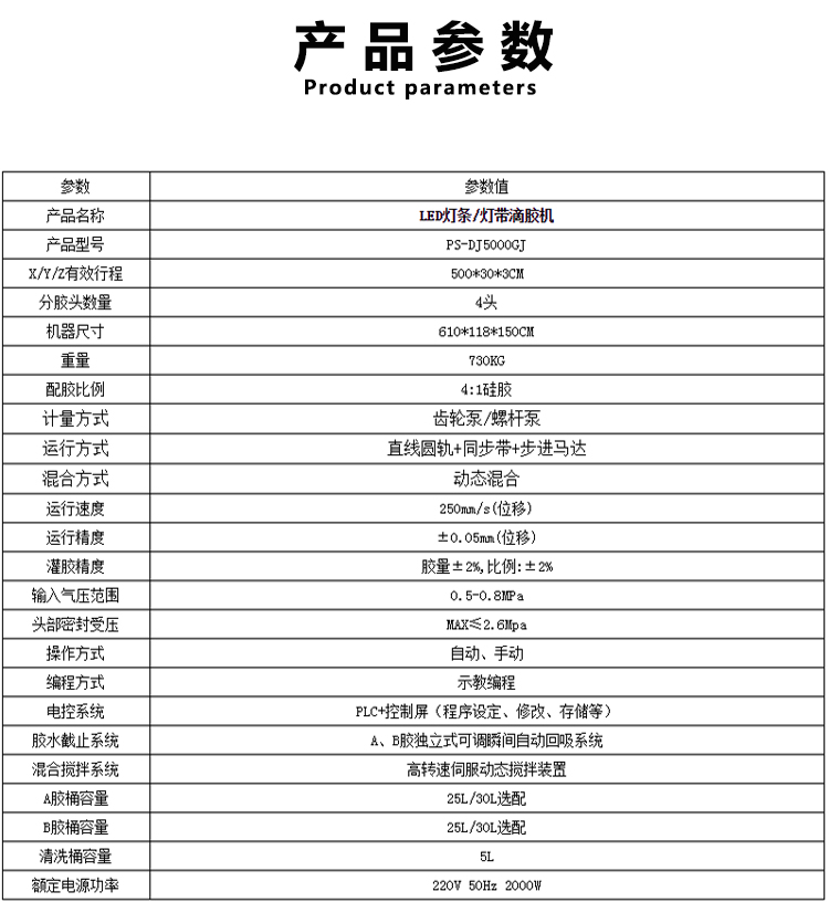 LED燈帶滴膠機參數